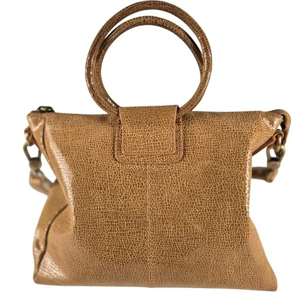 HOBO Sheila Medium Satchel Crossbody Tan Crackle Print Leather Zip Top Bag - Picture 2 of 12